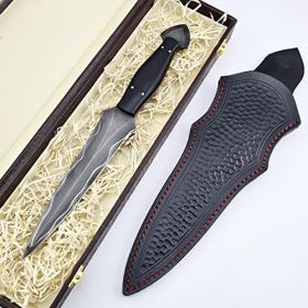 Vetus Dagger Knife with Sheath - Fixed Blade Martial Arts Knife - Dual Edge Blade For Outdoors