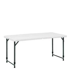 4 Foot Adjustable Height Folding Plastic Table, Indoor Outdoor White Granite