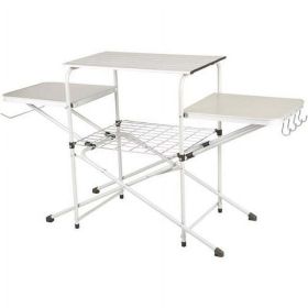 Camp Kitchen Cooking Stand with Three Table Tops (Color: White)